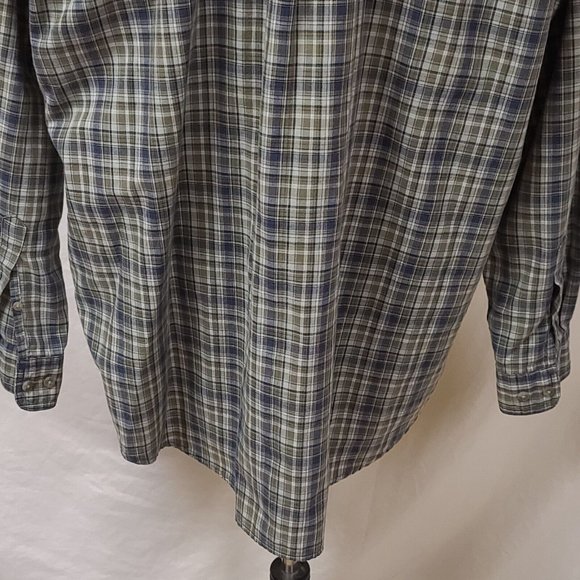 Wrangler Rugged Wear Mens XL Brown Stripe Plaid Long Sleeve Button Up Shirt - Picture 9 of 11